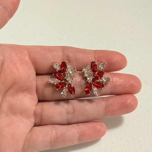 ⚜️ Elegant Red and Pink Gemstone Earrings 🧚🏻♀️🌷 - Picture 4 of 7